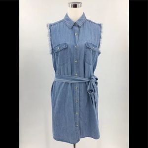 NWT 7 For All Mankind JAPANESE FABRIC Chambray Dress Size: LARGE‎